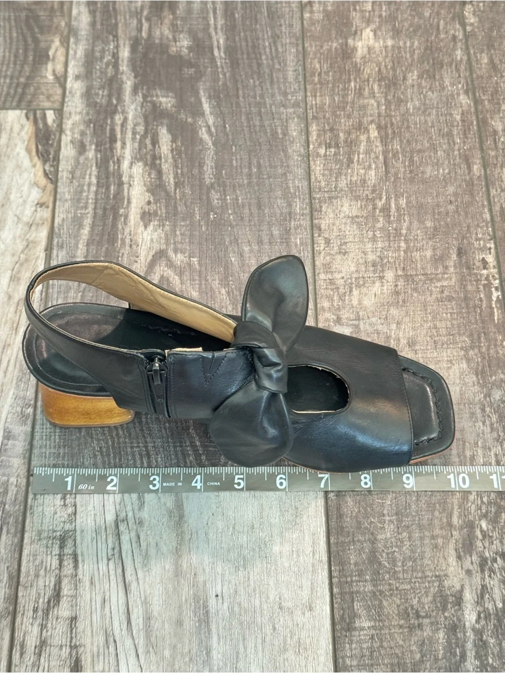 Bernardo Black Leather Open-Toe Knot Block Heel Sandals